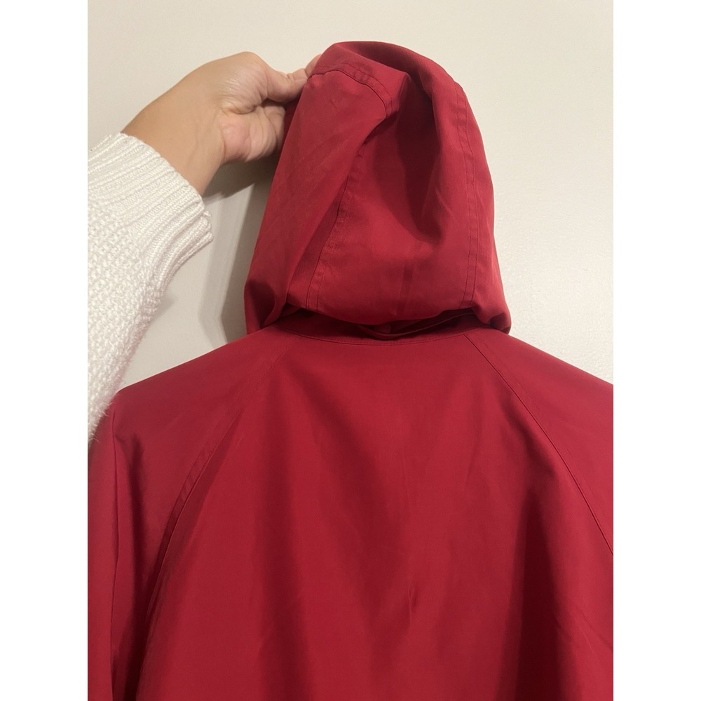 L L Bean Vintage Womens Medium Full Length Lightweight Rain Trench Coat Red - Picture 7 of 8